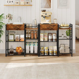 HOOBRO Coffee Bar Cabinet, Farmhouse Coffee Stand Station, 6 Tiers Kitchen Station Table with Drawer, Kitchen Bar Table for Small Space, Buffet Sideboard Cabinet with Storage, Rustic Brown BF77KF01 HOOBRO