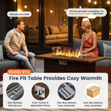 UDPATIO Outdoor Patio Furniture Set with Fire Pit Table, 8 Piece Outdoor Sectional Sofas, All-Weather Wicker Patio Conversation Set for Garden, Backyard Dark Grey UDPATIO