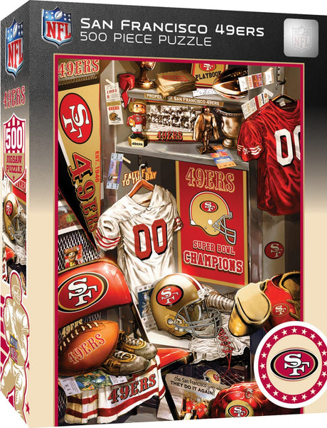 MasterPieces Game Day 500 Piece Jigsaw Puzzle for Adults - NFL San Francisco 49ers Locker Room - 15"x21" Masterpieces