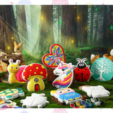 RoundFunny 10 Pack Summer Paint Your Own Stones for Adult Garden Stepping Stone Kit DIY Ceramic Butterfly Flower Turtle Ladybug Painting Craft Kits Painting Supplies Garden Outdoor Art Gifts RoundFunny