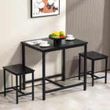 Finnhomy 3-Piece Dining Table Set, Small Kitchen Table with 2 Chairs, LED Light and USB Type-C Power Outlet, Space-Saving Design for Dining Room, Living Room, Apartment, Rustic Black Finnhomy