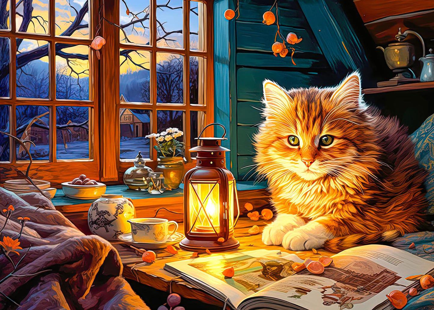 1000 Piece Puzzle for Adults Reading Cat Puzzles for Adults 1000 Piece Cute Kitten Jigsaw Puzzles 1000 Pieces Cozy Cabin 1000 Piece Puzzle Snowscape Painting Puzzle 1000 Pieces 1000 Puzzle for Adults