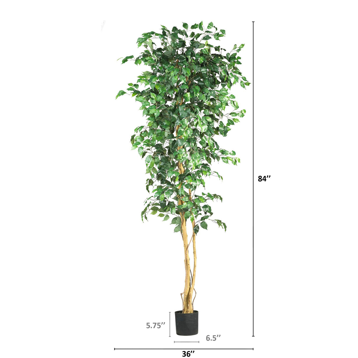 Nearly Natural 7ft. Ficus Artificial Tree, Green Nearly Natural
