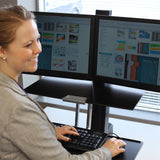 Ergotron – WorkFit-S Dual Monitor Standing Desk Converter, Sit Stand Workstation for Tabletops – With Worksurface, Black Ergotron