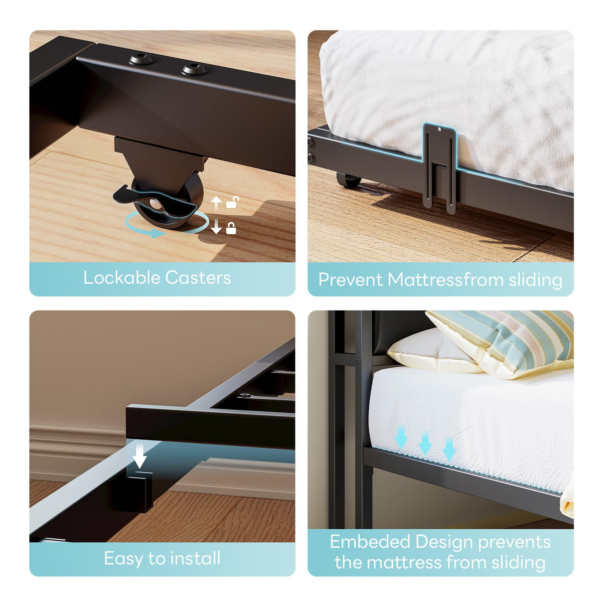 LIKIMIO Daybed with Trundle, Twin Corner Bed Fram with Bedside Storage,Sofa Day Bed for Living Room, Bedroom and Guest Room,Black LIKIMIO