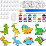 Cholemy 24 Sets Dinosaurs Sun Catcher Kit Include Suncatcher Craft with Paints Suction Cups Fishing Thread, Dinosaurs DIY Window Art Kit Paintable Suncatchers Decorations for Gifts Cholemy
