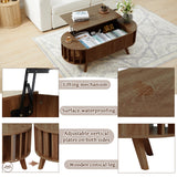 Janmer Home 47.3" Lift Top Coffee Table with Hidden Storage, Small End Table with Curved Edge Design, Oval Center Table with Lift Tabletop for Living Room, Office (Walnut) Janmer Home