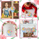 Menkxi 3 Set 5d Spring Diamond Painting Hanging Spring Flower Diamond Art Kits Sign Wreath Tulip Spray Bottle DIY Crystal Paint Arts and Crafts Set for Garden Door Window Ornaments Menkxi
