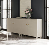 WAMPAT Buffet Cabinets Sideboards, 70.8" Wood Credenza Console Tables with 4 Doors, Set of 2 Kitchen Storage Cabinets with 6 Compartments & Solid Wood Legs for Living Room, Hallway, Beige, 1 Pack WAMPAT