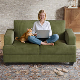 COPIAE 63 Inch Sofa with Extra Deep Seats Oversize, Corduroy Fabric 2 Seater Sofa for Living Room,Modern Couch and Loveseat, Comfy Armrests and Seats and Backrests, Easy Installation, Green COPIAE
