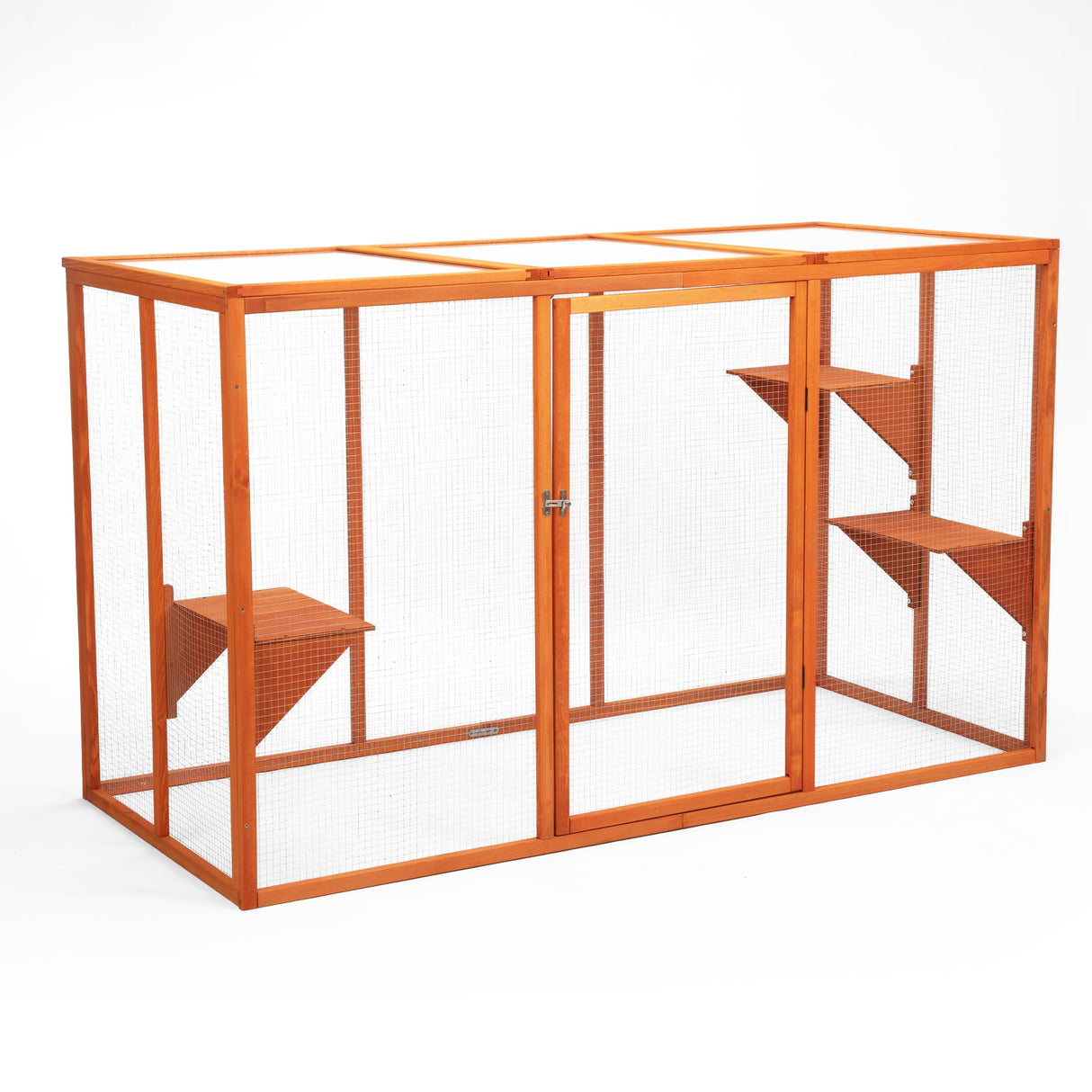 COZIVVOVV Catio Outdoor Cat Enclosure, 71" Large Weatherproof Catios with Cedar Wood Frame for cat Patio, Heavy Duty Outdoor Cat Condo & Cage, Indoor cattio for Cats (Orange-Red, Large) COZIVVOVV