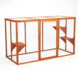 COZIVVOVV Catio Outdoor Cat Enclosure, 71" Large Weatherproof Catios with Cedar Wood Frame for cat Patio, Heavy Duty Outdoor Cat Condo & Cage, Indoor cattio for Cats (Orange-Red, Large) COZIVVOVV