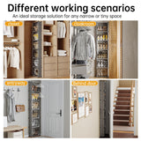 MAGINELS 6 Tier Shoe Rack Organizer with Cover, Slim Shoe Storage Cabinet, Behind The Door, Narrow Shoe Shelf for Closet, entryway, Black MAGINELS