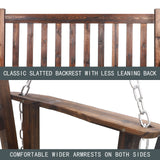 MUPATER Outdoor Patio Hanging Wooden Porch Swing 4FT with Chains, 2-Person Heavy Duty Swing Bench for Garden and Backyard, Rustic MUPATER