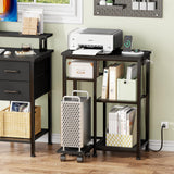 Aquarium Stand with Power Outlet, 3 Tiers Fish Tank Stand with Adjustable Storage Shelves & 4 Wheels for 10, 20 Gallon, 200LBS Capacity Terrarium Stand, Reptile Tank, Black, 24.8" x11.8" x 30.8" Korfile