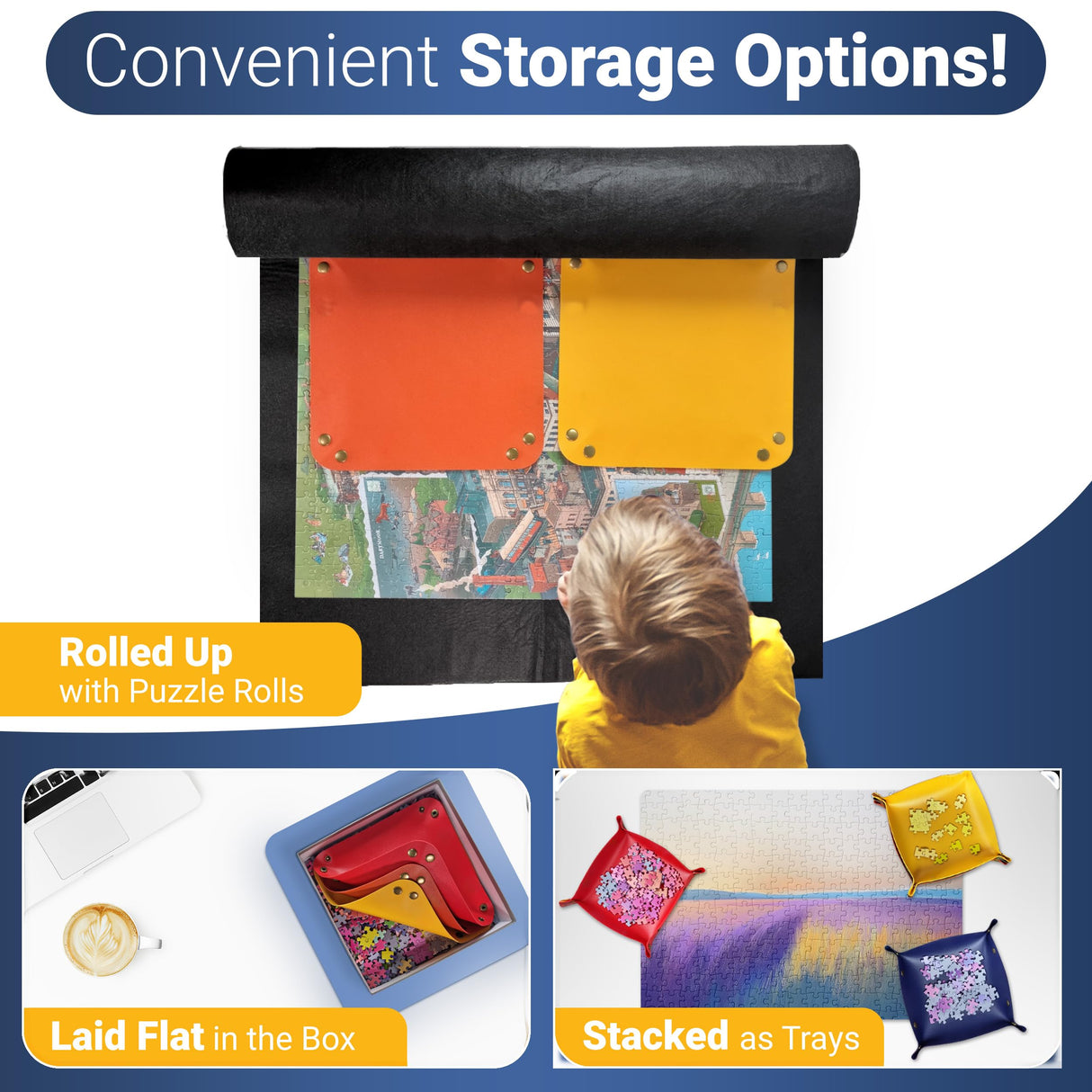 Puzzle Sorting Trays - 6X Puzzle Organizer for Sorting 1000 Pieces up to 4800 Pieces, Stackable Jigsaw Accessories for Adults Kraftex