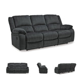 Signature Design by Ashley Draycoll Contemporary Manual Pull Tab Reclining Sofa, Dark Gray Signature Design by Ashley