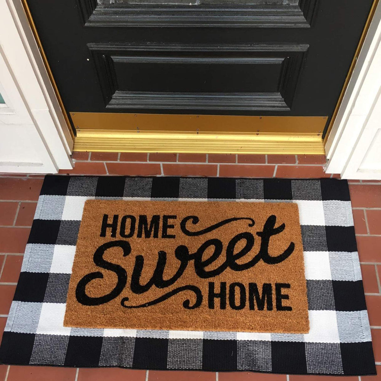 MUBIN Cotton Buffalo Plaid Rug 27.5 x 43 Inches Black and White Check Rugs Hand-Woven Indoor or Outdoor Rugs for Layered Door Mats Washable Carpet for Front Porch, Kitchen, Farmhouse, Entryway MUBIN