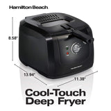 Hamilton Beach Cool Touch Electric Deep Fryer with Basket and Lid, 2 Liters / 8 Cups Oil Capacity, Adjustable Temperature, 1500 Watts for Fast Heat-up, Viewing Window, Easy to Clean, Black (35021) Hamilton Beach