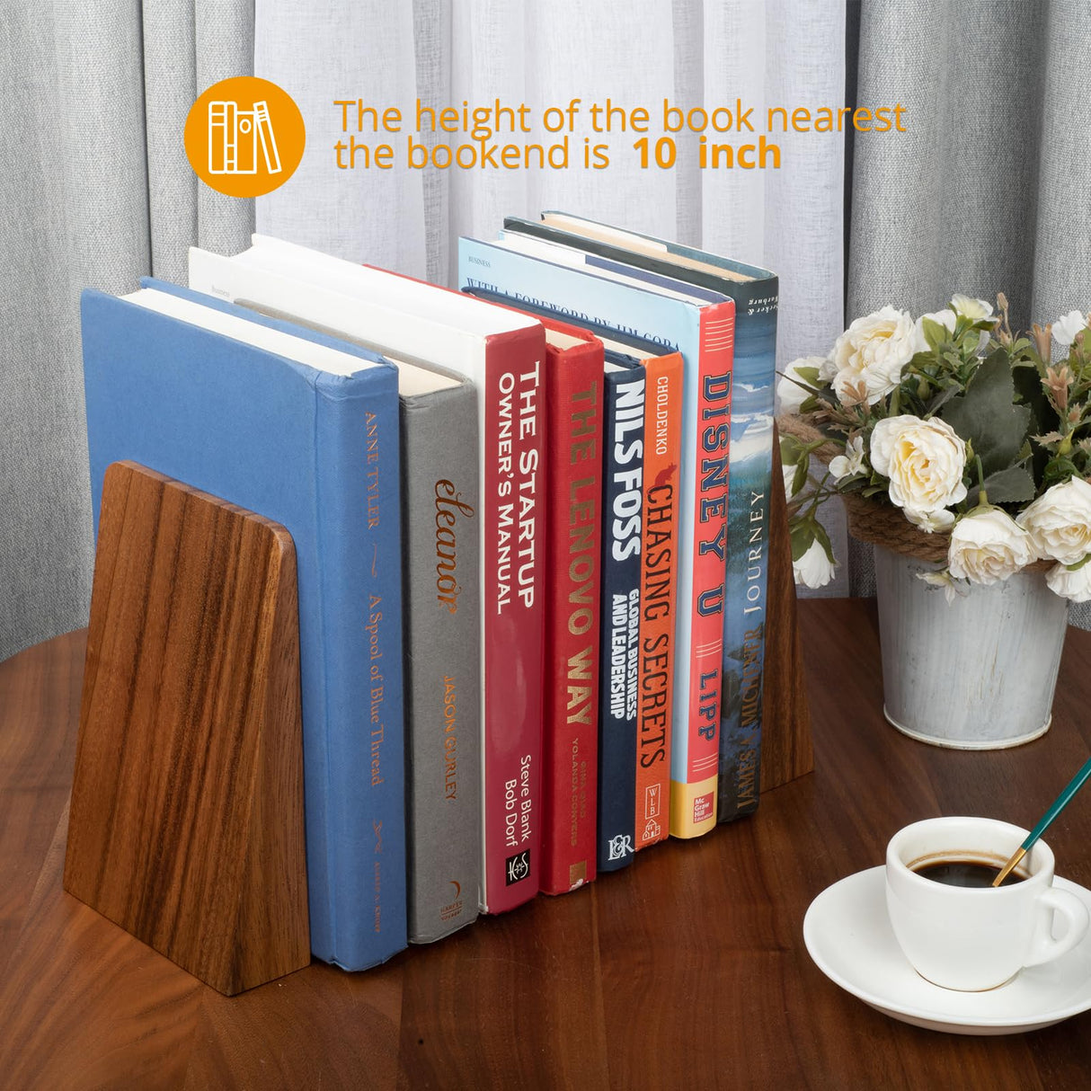 DRELIFAM Walnut Book Ends Heavy Duty Handmade Bookends for Shelves Book Ends Decorative to Hold Heavy Books (Walnut Wood Large) DRELIFAM