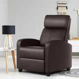 Topeakmart PU Leather Recliner Chair Living Room Single Sofa Home Theater Seating with Lumbar Support Overstuffed High-Density Sponge Manual Push Back Recliners Brown Topeakmart