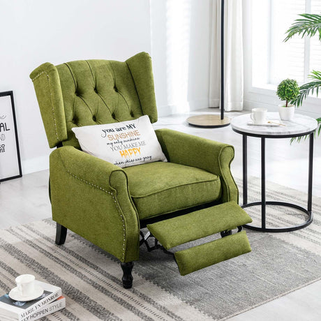Altrobene Wingback Recliner Chair, Modern Accent Arm Chair for Living Room/Bedroom/Office/Home Theater, Dark Green Altrobene