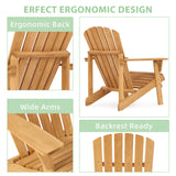 SoliWood Wooden Outdoor Adirondack Chair with Pre-Assembled BackRest, Patio Chair for Garden Backyard Lawn Deck Pool Beach Firepit SoliWood