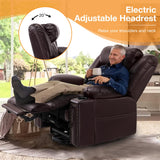Cfvyne Triple Motor Large Power Lift Recliner Chair for Elderly with Heat and Massage, Lay Flat Lift Chairs for Seniors Infinite Position, Extended Footrest, USB Ports, Cup Holder, Dark Brown Cfvyne