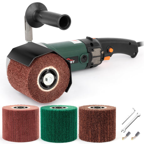 KUIMIT Handheld Metal Burnishing Machine,Electric Sander Polisher for Wood Stainless Steel Polishing,Lock Switch,Auxiliary Handle KUIMIT