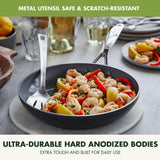 GreenPan Valencia Pro Hard Anodized 3 Piece Fry Pan Skillet Set, Ceramic Nonstick 8" 9.5" and 11" Induction Suitable Frying Pans, PFAS-Free Cookware, Dishwasher Safe, Oven and Broiler Safe, Gray GreenPan