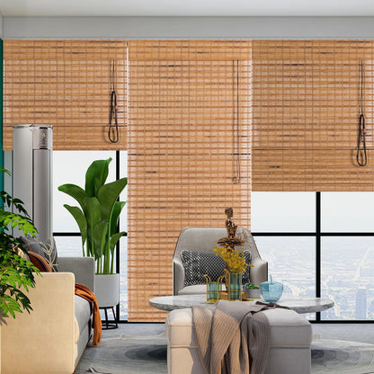 Bamboo Roman Window Blinds Sun Shades, Dark Brown,60W x 72H, Light Filtering Roller Shades,Any Size 24-72 Wide and 72 High