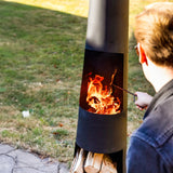 Sunnydaze 59" H Steel Outdoor Chiminea Fire Pit with Built-in Log Holder - Metal Fireplace with Chimney - Includes Poker Sunnydaze