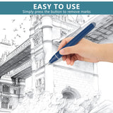 Foyucool Electric Eraser, Battery Operated Automatic Pencil Eraser with 220 Erasers Refills, 2 Erasers Sizes, Comfort Grip Art-Eraser for Drawing, Ideal for Artists, Students, Sketch, Engineers, Blue Foyucool