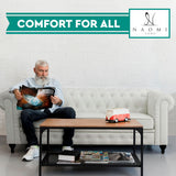 Naomi Home Emery Chesterfield Sofa with Rolled Arms, Tufted Cushions / 3 Seater Sectional Sofa Couch for Small Spaces, Living Room, Bedroom, Apartment Easy Tool-Free Assembly – Off White Naomi Home