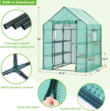 Greenhouse for Outdoors with Screen Windows, Ohuhu Walk in Plant Greenhouses Heavy Duty with Durable PE Cover, 3 Tiers 12 Shelves Stands 4.8x4.8x6.3 FT Plastic Portable Green House with Shelf Clips Ohuhu