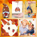 Whaline 15Pcs Fall Diamond Drawing Keychain Kit Autumn Gnome Animal Plants Fall 5D DIY Diamond Art Ornaments Rhinestone Mosaic Making Full Drill Diamond Key Chain for Kids Crafts Gifts Party Supplies Whaline