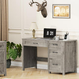 Halitaa Farmhouse 47" Executive Desk, Computer Desk with File Drawer and Charging Station, Workstation for Home Office, Study.Grey Halitaa