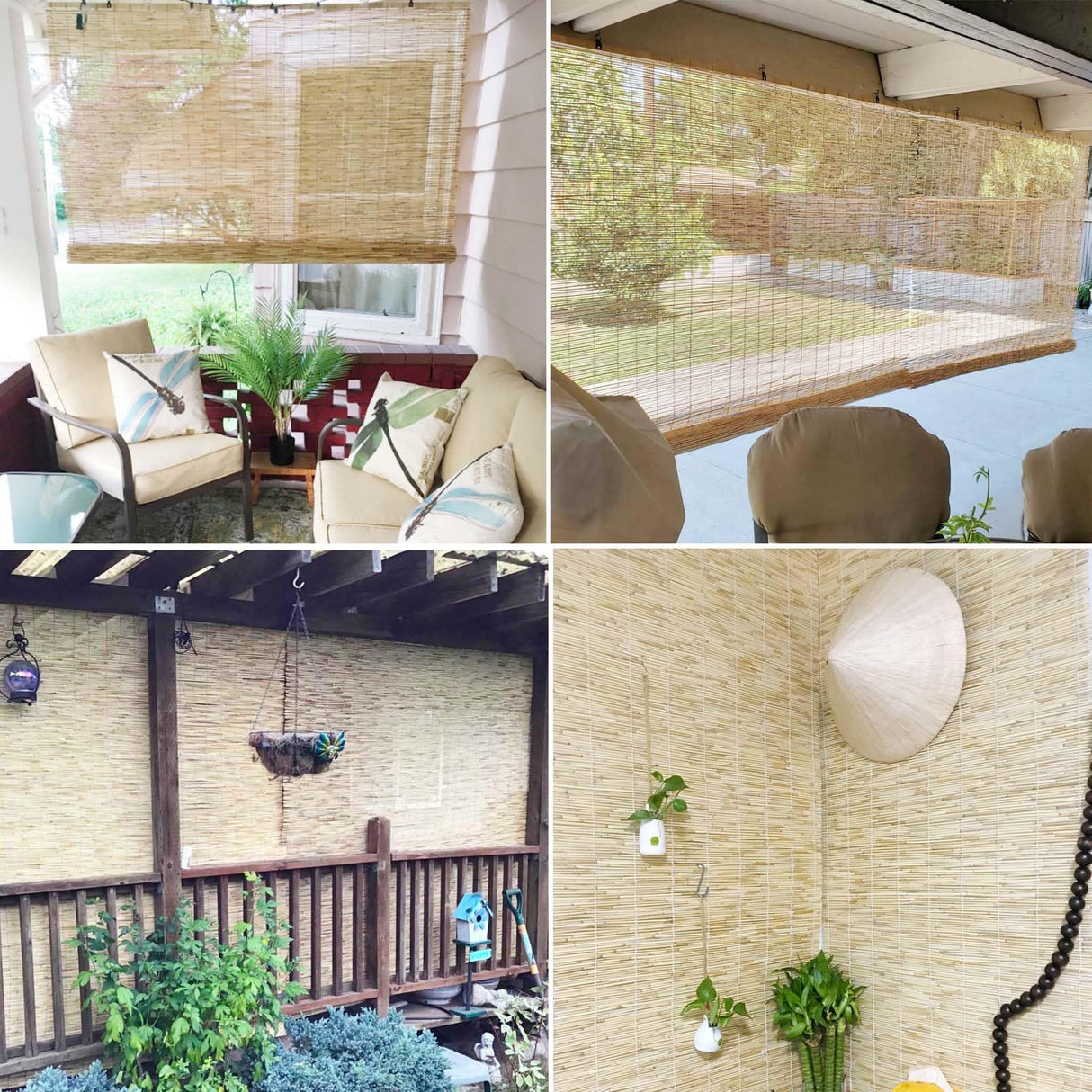 Roll Up Bamboo Shades Blinds for Patio ★Custom Size★Retro Reed Blinds Outdoor Roll Up Shades for Porch Sun Shade Reed Curtains Window Shades for Home Bamboo Roman Shades Privacy YNLeMM