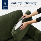 Best Choice Products Modern Loveseat Sofa for Living Room, Corduroy Recliner, Removable Cover, Spring Cushions, Solid Wood Frame, Easy Assembly for Small Spaces, 82in – Moss Green Best Choice Products