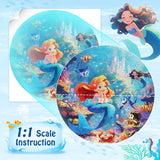 DIGOBAY Floor Puzzles for Kids Ages 3-5, 70 Pieces Mermaid Jigsaw Puzzle for Toddler Girls Ages 3 4 5 6 7 8 Year Old, Large Round Underwater Princess Puzzle Educational Learning Toys Birthday Gift DIGOBAY