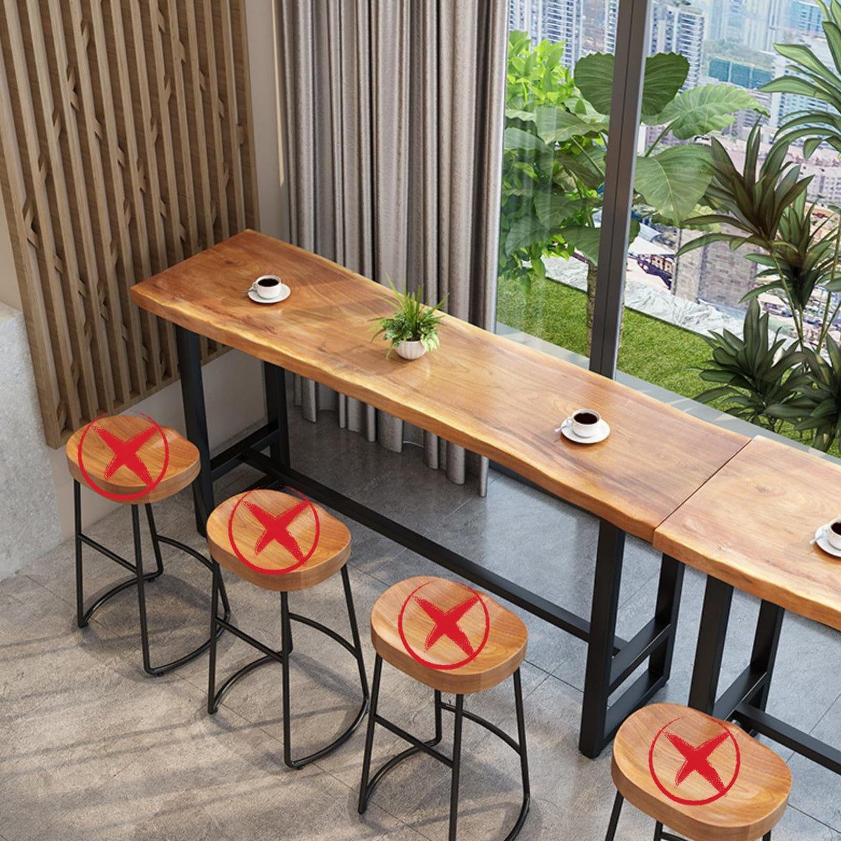 Solid Wood Industrial Bar Counter Table with Live Edge Design – 140cm Rustic Height Pub Table ORNDYDM