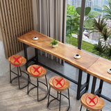 Solid Wood Industrial Bar Counter Table with Live Edge Design – 140cm Rustic Height Pub Table ORNDYDM