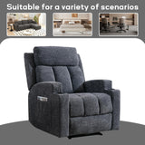 CANMOV Manual Recliner Chair with Massage and Heat,Soft Fabric Recliner Chair with Overstuffed Arm and Back, Manual Reclining Single Sofa with 2 Cup Holders, Side Pocket for Living Room,Dark Grey CANMOV