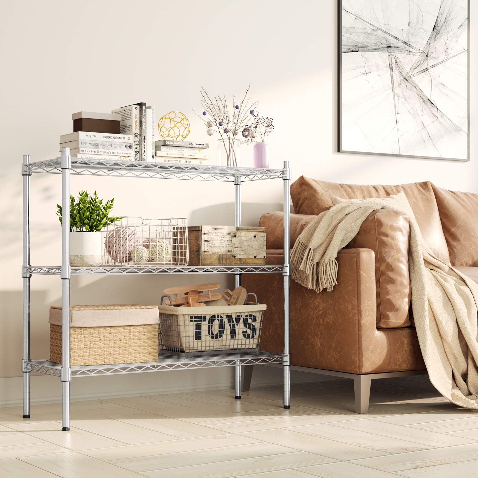 Auslar 3-Shelf Storage Wire Shelves Heavy Duty