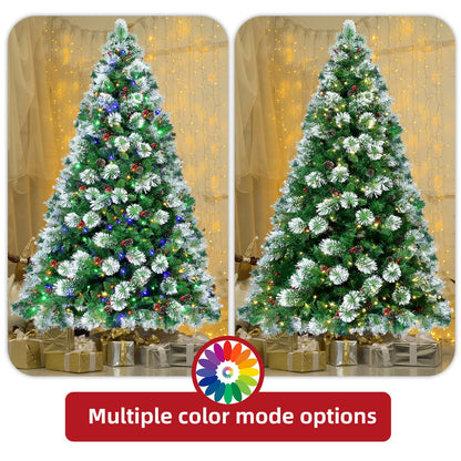 Rotatable Christmas Tree with Music 7.5FT - Includes Rotating Metal Stand with Music Function, Remote Controller and Adapter, Mixed 360 Degree Rotation, 8 Modes Color 380 LEDs for Indoor