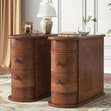 Tribesigns Wood End Table Set of 2, Narrow Solid Side Table 2-Drawer Slim Chair Side Table, No Assembly Required, Finished Back, Walnut Tribesigns