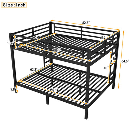 Zyerch Queen Over Queen Bunk Beds for Adults, Metal Queen Bunk Beds Heavy Duty Solid Bunk Bed Queen Over Queen with 2 Ladders, No Box Spring Needed Queen Bunk Beds, Black