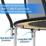 YSSOA 12FT Trampoline Secure Fun for Kids and Adults Recreational Trampolines Complete with Safety Enclosure Wind Stakes and 400LBS Weight Capacity Black Inside Net YSSOA