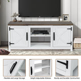 COMEFFIE Modern 58" TV Stand, Media Entertainment Center for TV up to 65 Inch, Console Table with Storage Cabinets for Living Room (White Without Fireplace) COMEFFIE