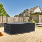 Patio Furniture Covers, Gorpche Outdoor Furniture Covers Waterproof, Tear-Resistant Patio Table and Chair Set Cover with Upgraded Fastener Windproof Buckle Straps, Heavy Duty, 108"L× 82"W× 28"H, Black Gorpche